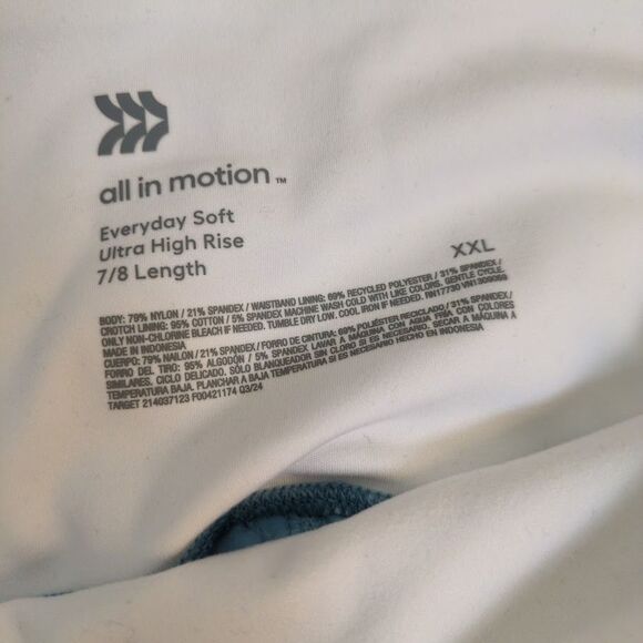 NWT All in Motion XXL Sky Blue Everyday Soft Crossover Waist Leggings7/8 Length - Picture 3 of 4